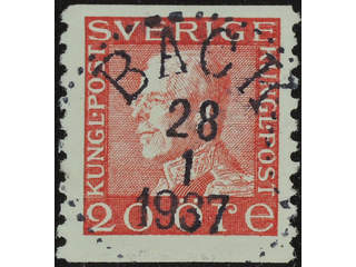 Sweden. Facit 180b used , 20 öre pale red, on white paper. EXCELLENT cancellation BÄCK …
