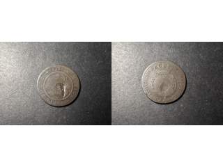 Portugisiska Guinea 2 macutas ND (1837) countermark on 1 macuta 1789, F