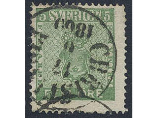 Sweden. Facit 7. Norwegian pmk CHRISTIANIA 17.8.186x. Rare.