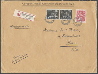 Sweden. Facit 224, 217 on brev, 2x35 öre + 2 kr on registered 15-fold cover with correct …