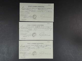 Sweden. Postal document. Blankett n:r 139, a. (Oktober 1893), six receipts for money …
