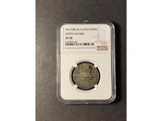 Nederländska Ostindien Java 1 rupee AH1668 (1813), VF, NGC XF40