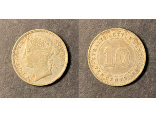 Straits Settlements Queen Victoria (1837-1901) 10 cents 1891, XF