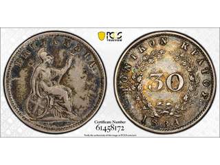 Joniska öarna 30 lepta 1834, PCGS AU50