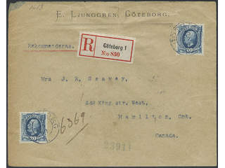 Sweden. Facit 56 cover , 2x20 öre on beautiful registered cover sent from GÖTEBORG …