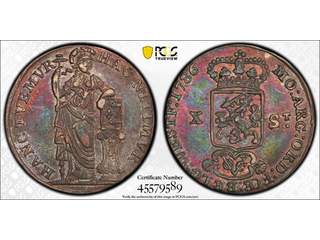 Nederländska Ostindien West Friesland 10 stuiver 1786, VF-XF, PCGS AU53