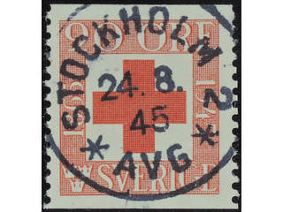 Sweden. Facit 358A used , 1945 Red Cross 20 öre red. EXCELLENT cancellation STOCKHOLM 2 …