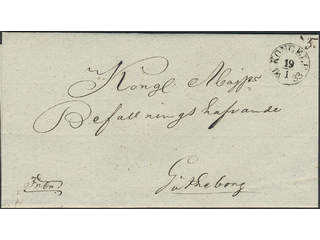 Sweden. O county. KONGELF 19.1.1833, arc postmark. Type 1 on cover sent to Gothenburg. …
