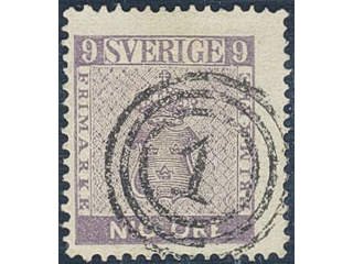 Sweden. Facit 8. DENMARK. Danish numeral cancel 1 (Copenhagen).