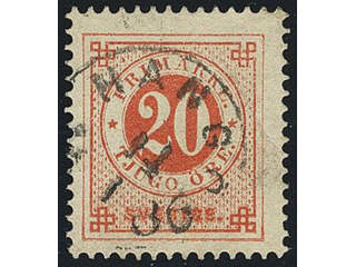 Sweden. Facit 30. FINLAND. Finnish cancellation HANGÖ 14.1.1886 on 20 öre Circle type.