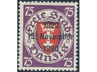 Germany Danzig. Michel 229 ★★ , 1930 Free Danzig overprint 75 pf purple/red. Signed …