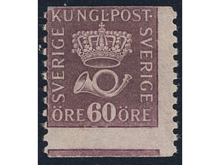 Sweden, Sverige, Sverige, Sverige. Facit 162Cx ★★, 60 öre red-lilac vertical perf 9¾ …