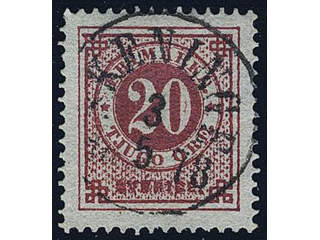 Sweden. Facit 33a used , 20 öre carminish red - dull red. EXCELLENT cancellation …