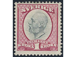 Sweden. Facit 60 ★, 1900 Oscar II 1 Kr black/red. SEK 1400