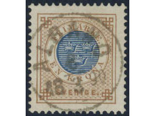 Sweden, Sverige, Sverige, Sverige. Facit 49a used, 1 Krona orange-brown/blue. Allegedly …