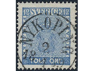Sweden. Facit 9c3 used, 12 öre blue, perforation of 1865. Superb cancellation NYKÖPING …
