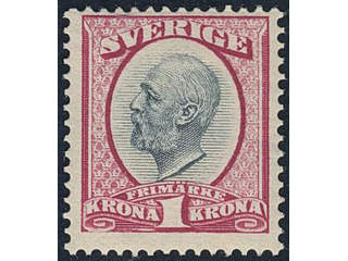 Sweden. Facit 60 ★★, 1900 Oscar II 1 Kr black/red. Very fine and fresh. SEK 4400
