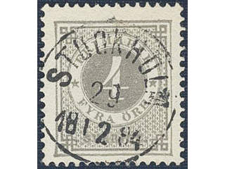 Sweden. Facit 29e used , 4 öre deep grey-grey on calendered paper. EXCELLENT …
