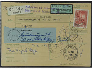 Sweden. Facit 600 cover , 4.50 kr on address card for parcel sent from UMEÅ 2 23.11.68 …