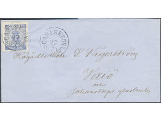 Sweden. Facit 9h2 cover , 12 öre dark bluish ultramarine on beautiful cover sent from …