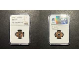 Franska Indokina 2 sapeque 1901 A, UNC, NGC MS64 RB