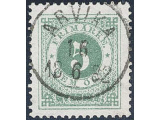 Sweden. Facit 30e used , 5 öre pale bluish green. EXCELLENT cancellation ARVIKA …