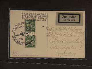 Sweden. Air mail cover Facit 144E, 143C , 5+10 öre on air mail postcard sent as printed …