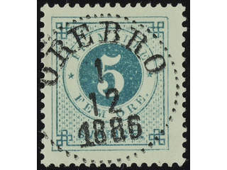Sweden. Facit 43b used , 5 öre dark green, clean distinct print. Superb cancellation …