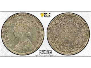 Indien Queen Victoria (1837-1901) 2 annas 1882 C, PCGS AU58