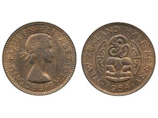 Coins, New Zealand. Elizabeth II (1952-), KM 23.1, 1/2 penny 1954. UNC.