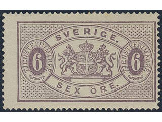 Sweden. Official Facit Tj4g ★★, 6 öre deep lilac, perf 14, yellowish paper. Opinion by …