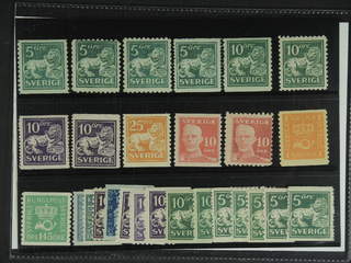 Sweden. ★★ 1920–34. Small coil stamps, all different, e.g. F 140A + C + Ccx, 143Ea, 144A …
