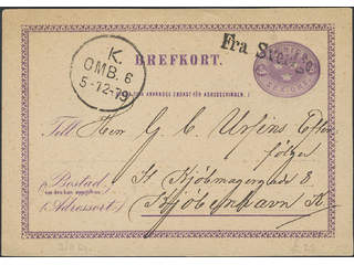 Sweden. Facit bKe2. DENMARK. FRA SVERIGE together with K.OMB 6 5.12.1879 on postal …