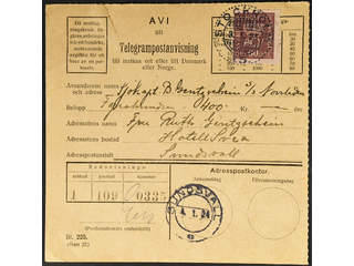 Sweden. Facit 162 cover , 60 öre on telegram money order with corresponding telegram …