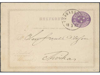 Sweden. Postal stationery, double postcard Facit bKd1CII , Response card 6 öre sent from …