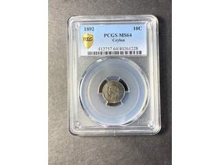 Ceylon Queen Victoria (1837-1901) 10 cents 1892, UNC, PCGS MS64