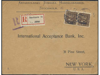 Sweden. Facit 161 cover , 2x45 öre on registered cover sent from STOCKHOLM 4.2.24 to …