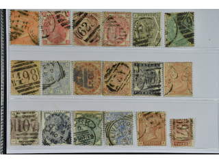 Britain. Used 1865–1883. All different, e.g. Mi 24, 28, 37, 41, 44, 46-47, 51, 57-58, …