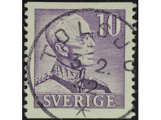 Sweden. Facit 273A2 used , 1939 Gustaf V large numerals 10 öre violet, without coloured …