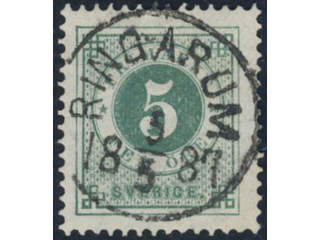 Sweden, Sverige, Sverige, Sverige. Facit 43b used, 5 öre dark green, clean distinct …