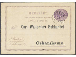 Sweden. Postal stationery, Double postcard, Facit bKd1CII, Originating card 6 öre sent …