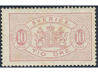 Sweden. Official Facit Tj16A ★ , 10 öre red, perf 13, type I. Somewhat thin. SEK 450