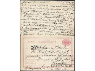 Sweden. Postal stationery, Double postcard, Facit bKd3, Reply card 10+10 öre with unused …