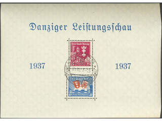 Germany Danzig. Michel 274–75 used , 1937 Danzig village souvenir sheet 3 (1). Cancelled …