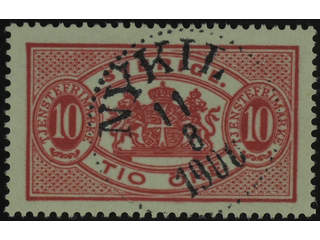Sweden. Official Facit Tj16B used , 10 öre red, perf 13, type II. Superb cancellation …