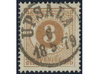 Sweden, Sverige, Sverige, Sverige. Facit 28d used, 3 öre yellow-brown. EXCELLENT …