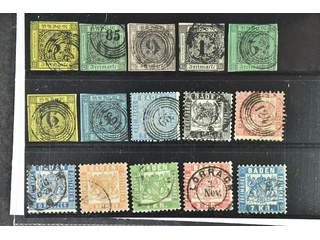 Germany Baden. Used 1851–1868. All different, e.g. Mi 2, 3a, 4-5, 7-8, 10, 19-20, 25. …