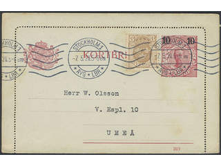 Sweden. Postal stationery, Letter card, Facit kB21, Letter card 10/12 öre with edges …