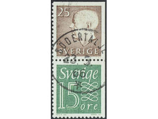 Sweden. Facit 420SX used , 1961 Gustaf VI Adolf, type 3 25 öre brown, pair 25+15 öre. …