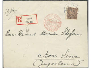 Sweden. Facit 191 cover , 45 öre on registered cover sent from YSTAD 2.5.33 to …